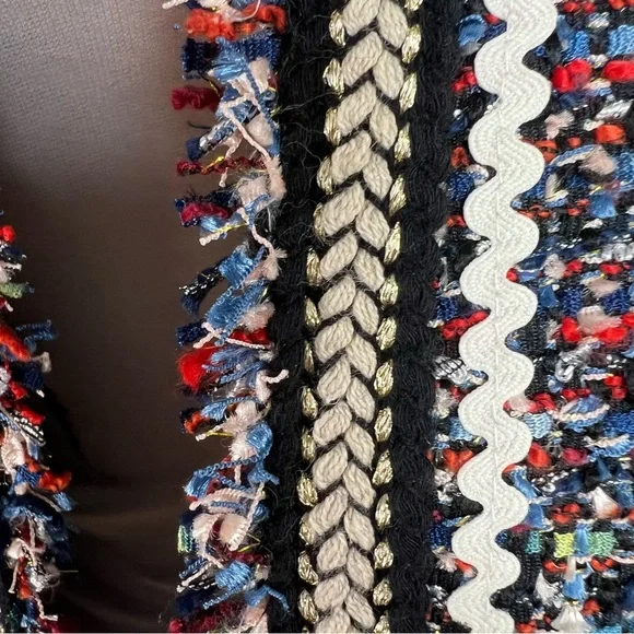 Zara Woman Tweed Blazer Jacket Small Multicolor Parisian Chic Tassel Fringe Pom - Picture 6 of 15